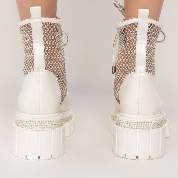 Kasper Rhinestone Combat Boots - Picture 2 of 7